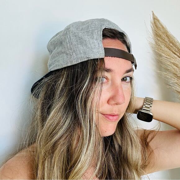 EBBETS FIELD Grey Flannel Brown Leather Snapback Adjustable Baseball Hat Cap - Picture 4 of 10